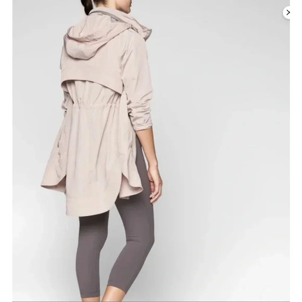 Athleta Drip Drop Jacket Pink Full Zip Hooded Water Repellent Rain Coat‎ Sz XS - Picture 2 of 11